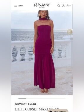 Runaway the label Lillie Corset Maxi Dress in Fuchsia size XS worn once